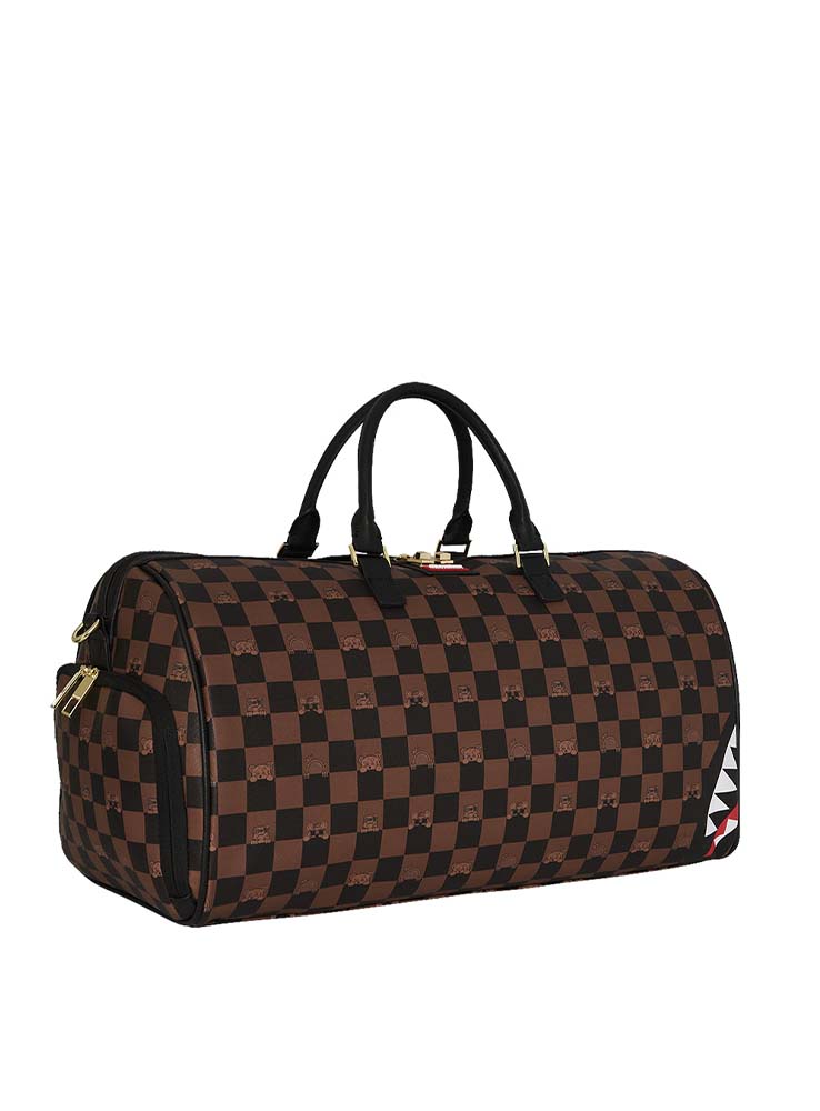SPRAYGROUND - Peeking Character Check Duffle - Brown