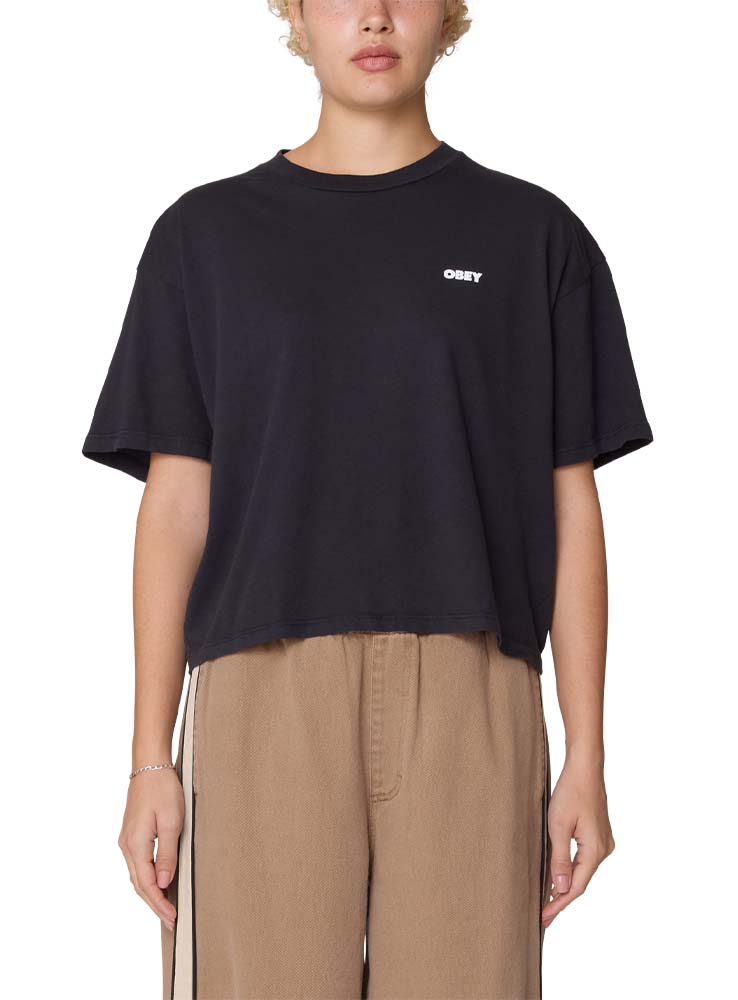 OBEY - Women Art Studio Flowers Crop Tee - Digital Black
