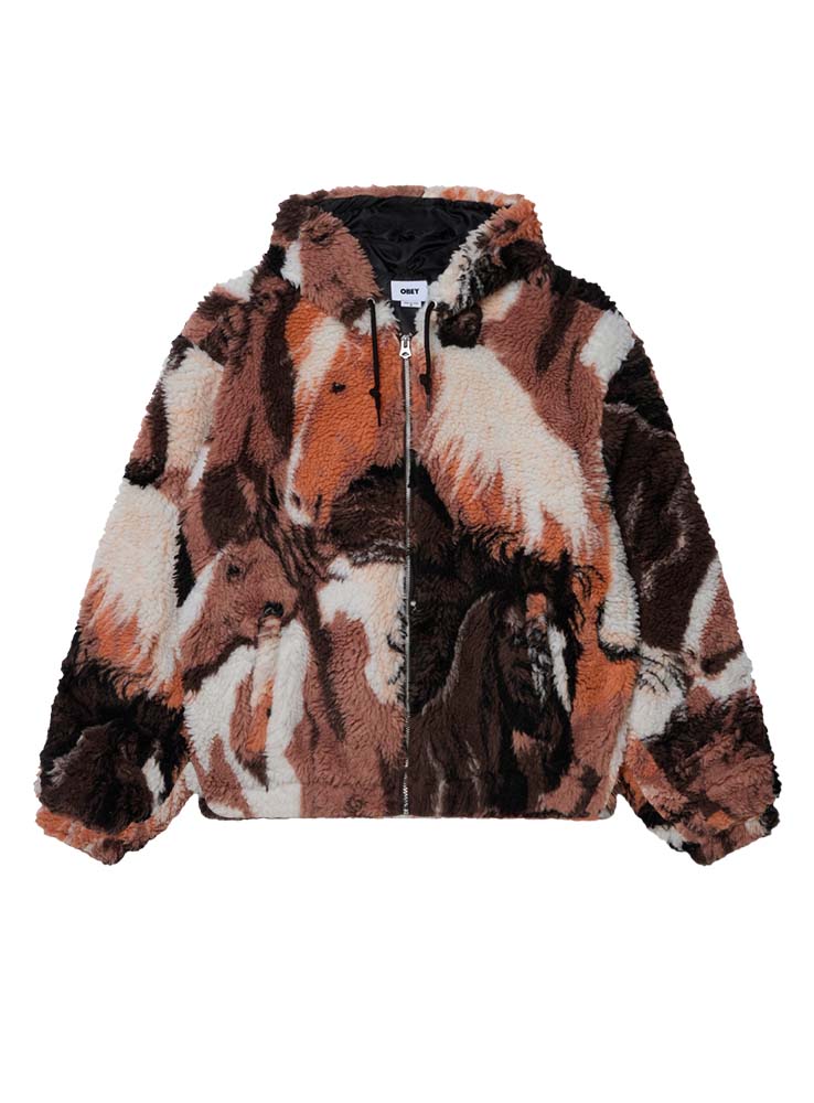 OBEY - Horses Sherpa Jacket - Brown Multi