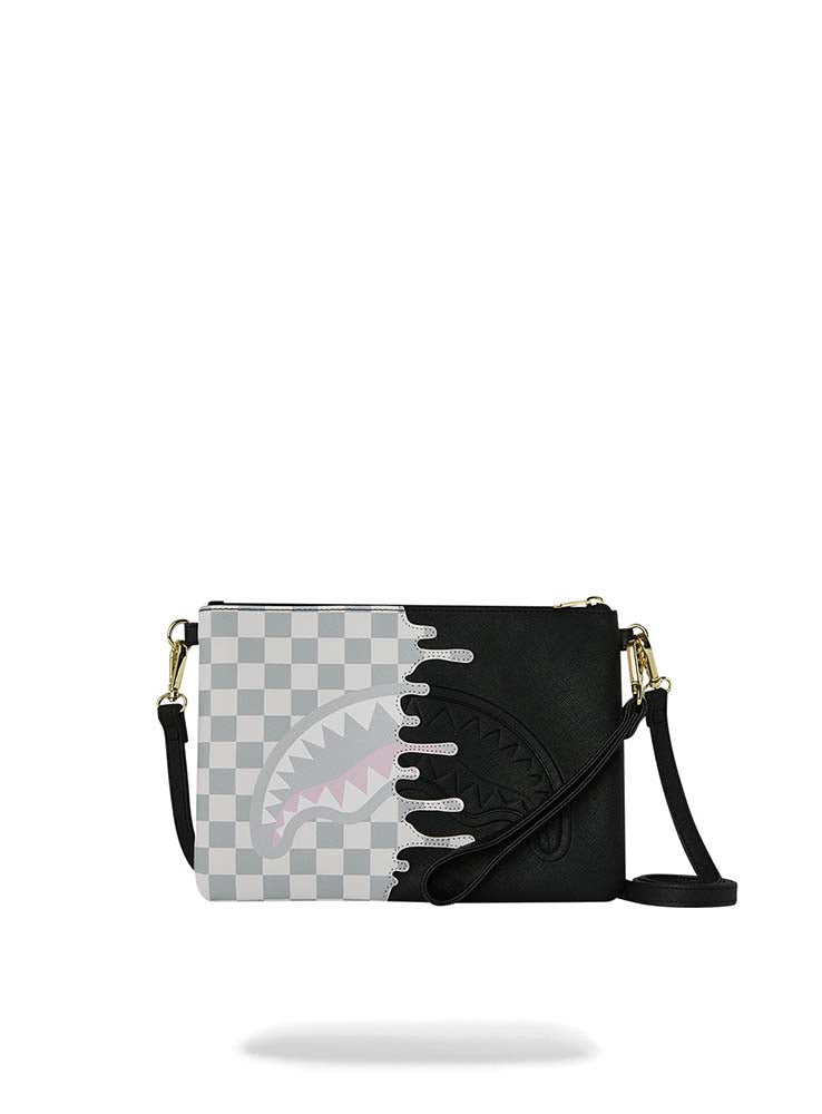 SPRAYGROUND - Cream Check Unfinished Sharks Crossbody Pouchette - Black