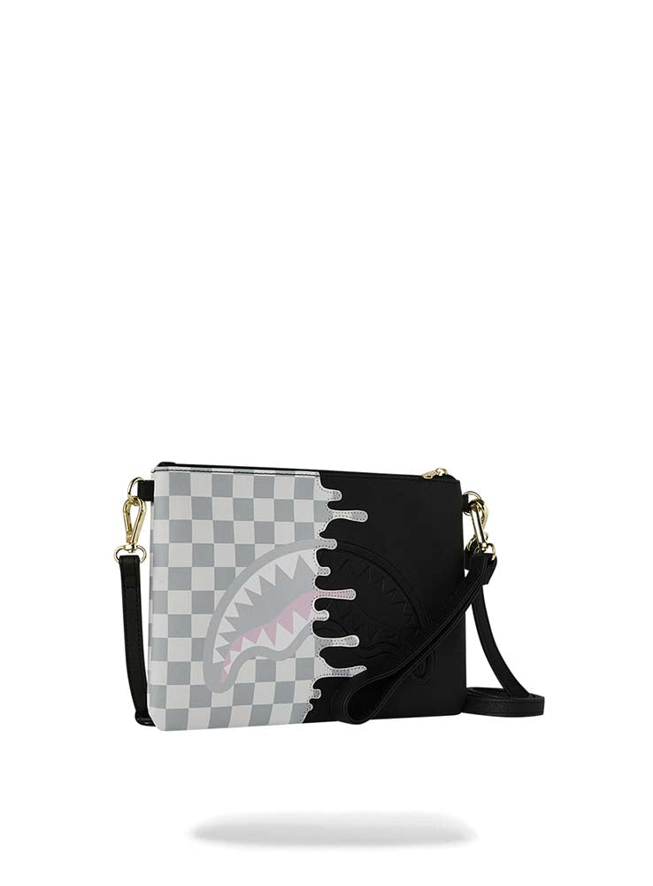 SPRAYGROUND - Cream Check Unfinished Sharks Crossbody Pouchette - Black