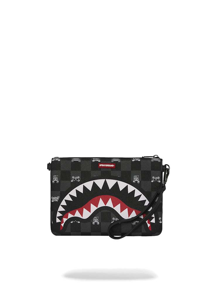 SPRAYGROUND - Grey Peeking Character Check Crossbody Pouchette - Black