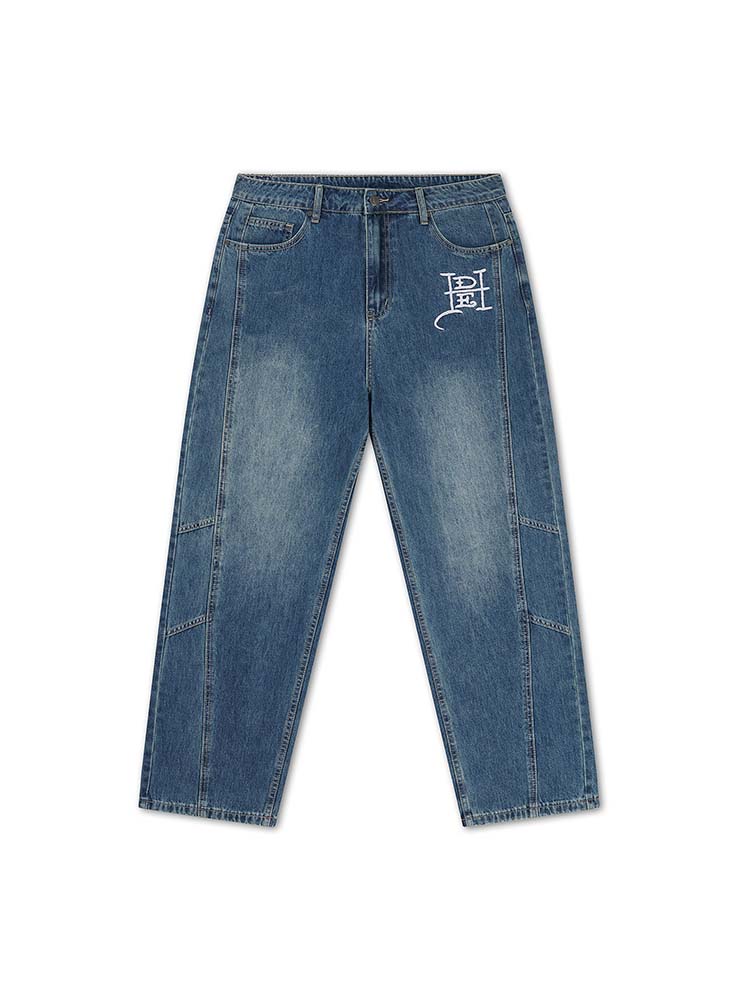 ED HARDY - Serpent Skull Graphic Relaxed Jeans - Mid Blue
