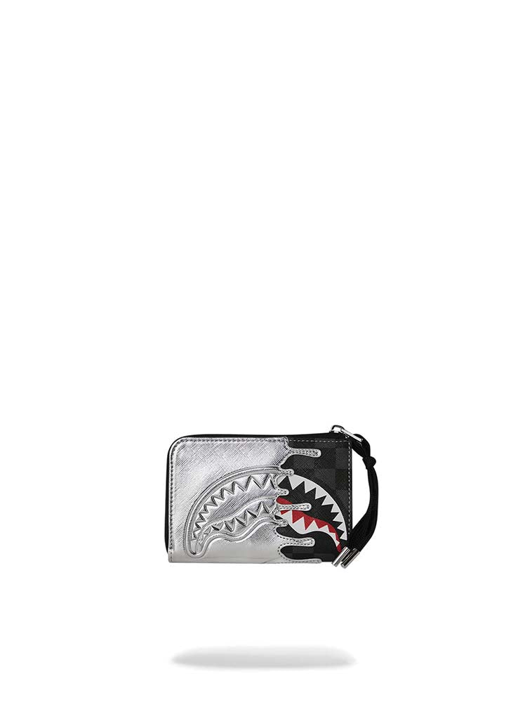 SPRAYGROUND - Silver Side Drip Check Wallet - Black