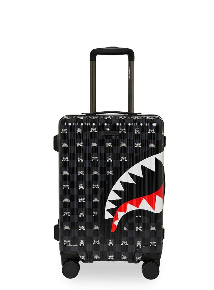 SPRAYGROUND - Grey Peeking Character Carry on Hard Luggage - Black
