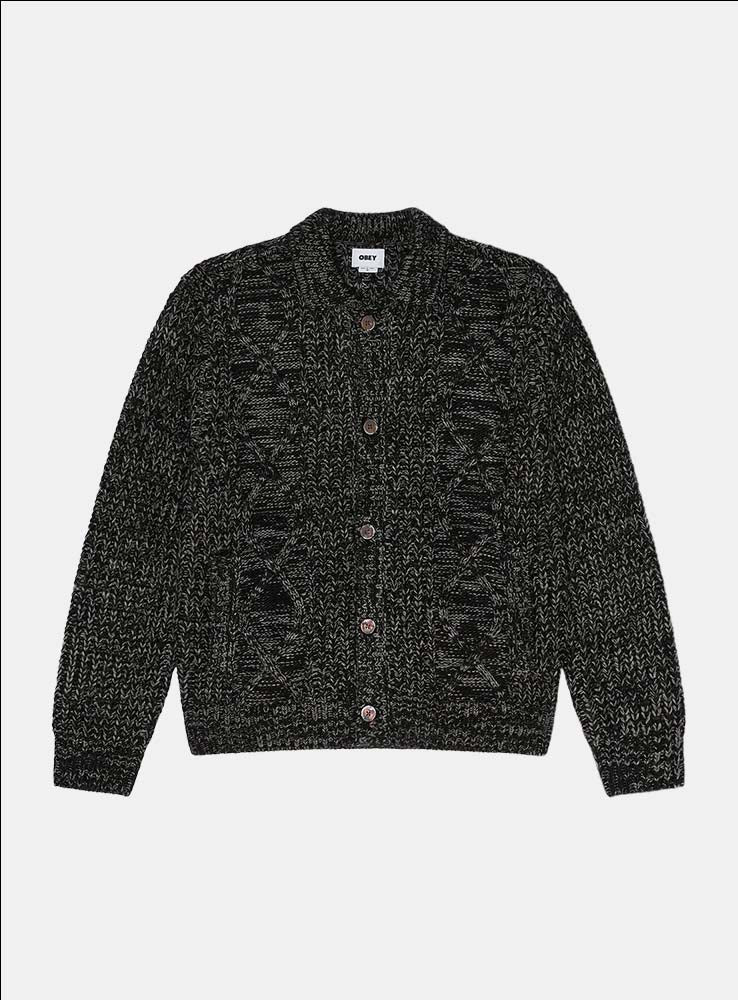 OBEY - Isar Button Up Sweater - Charcoal Multi