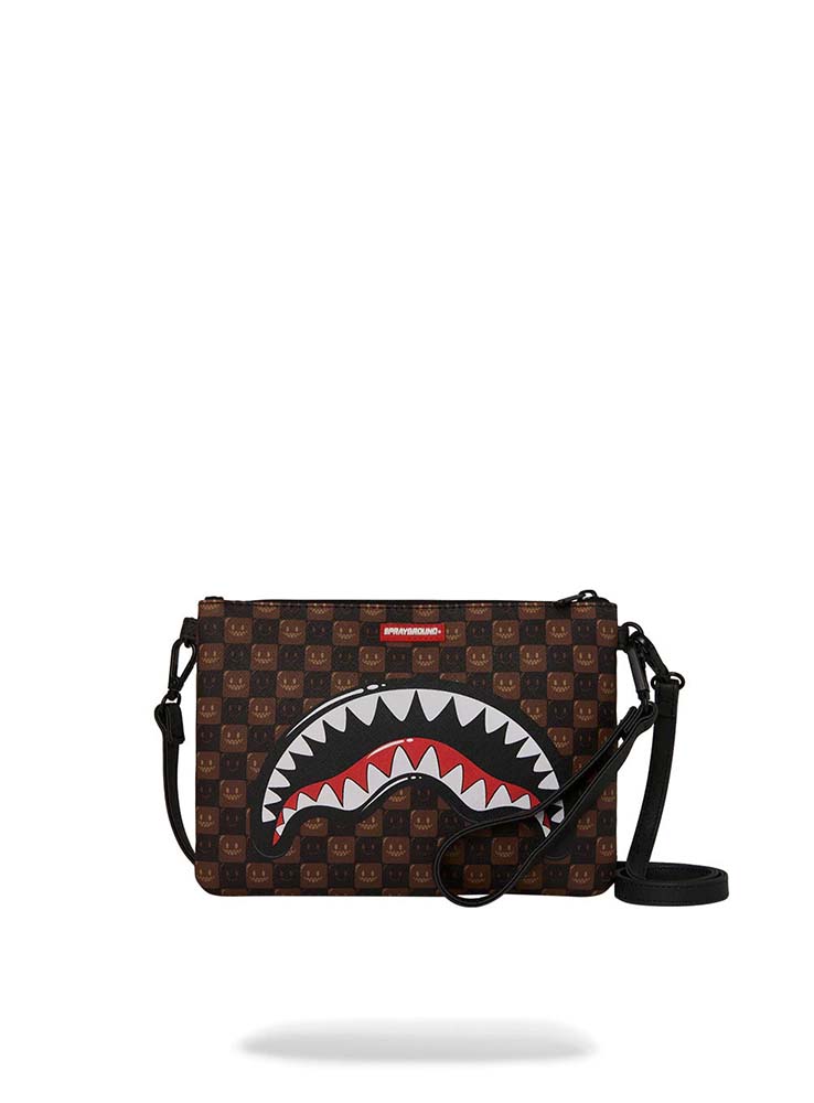SPRAYGROUND - Sharks in Paris WTF Bubbly Check Crossbody Pouchette - Brown
