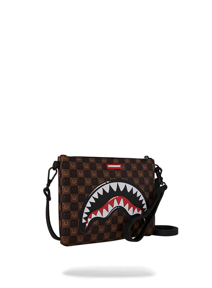 SPRAYGROUND - Sharks in Paris WTF Bubbly Check Crossbody Pouchette - Brown