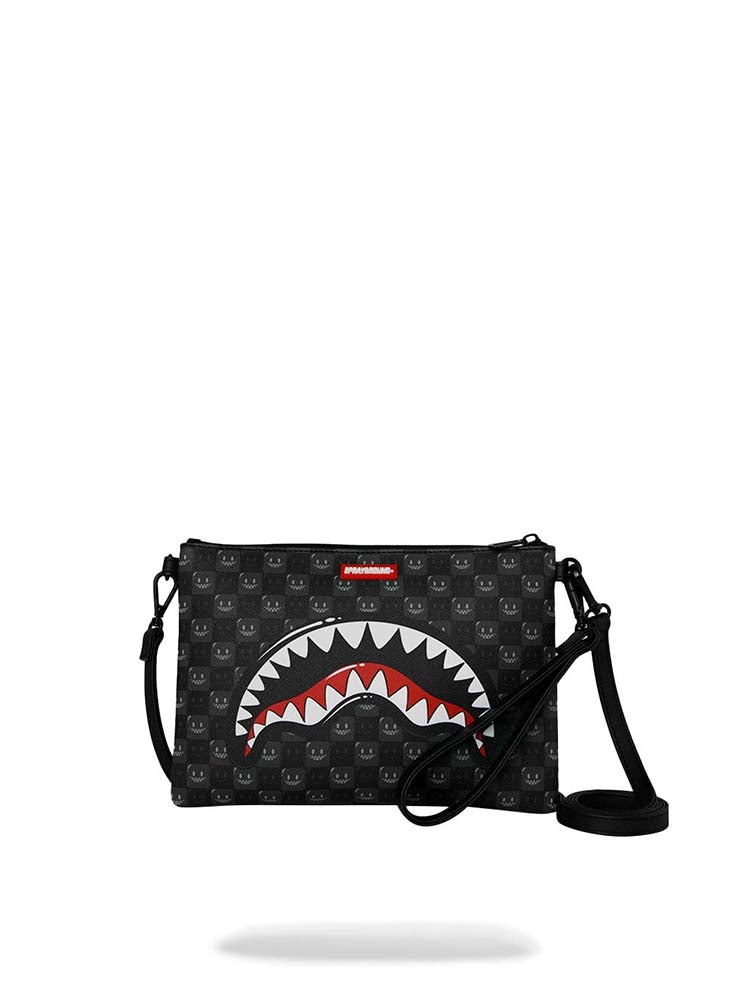 SPRAYGROUND - Sharks in Paris WTF Bubbly Check Crossbody Pouchette - Black