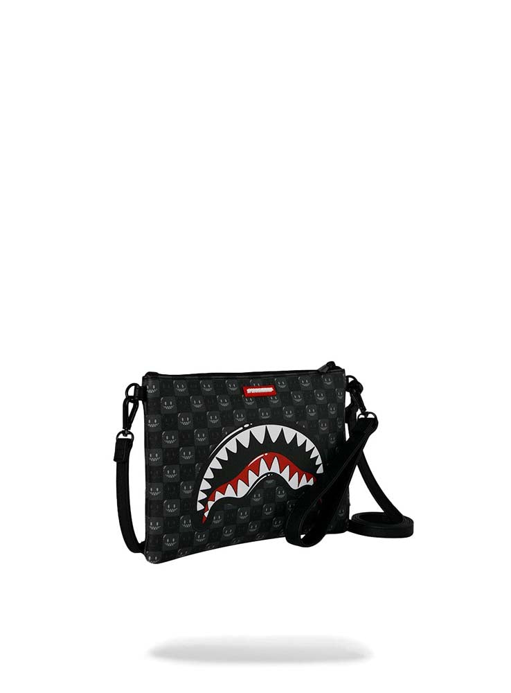 SPRAYGROUND - Sharks in Paris WTF Bubbly Check Crossbody Pouchette - Black