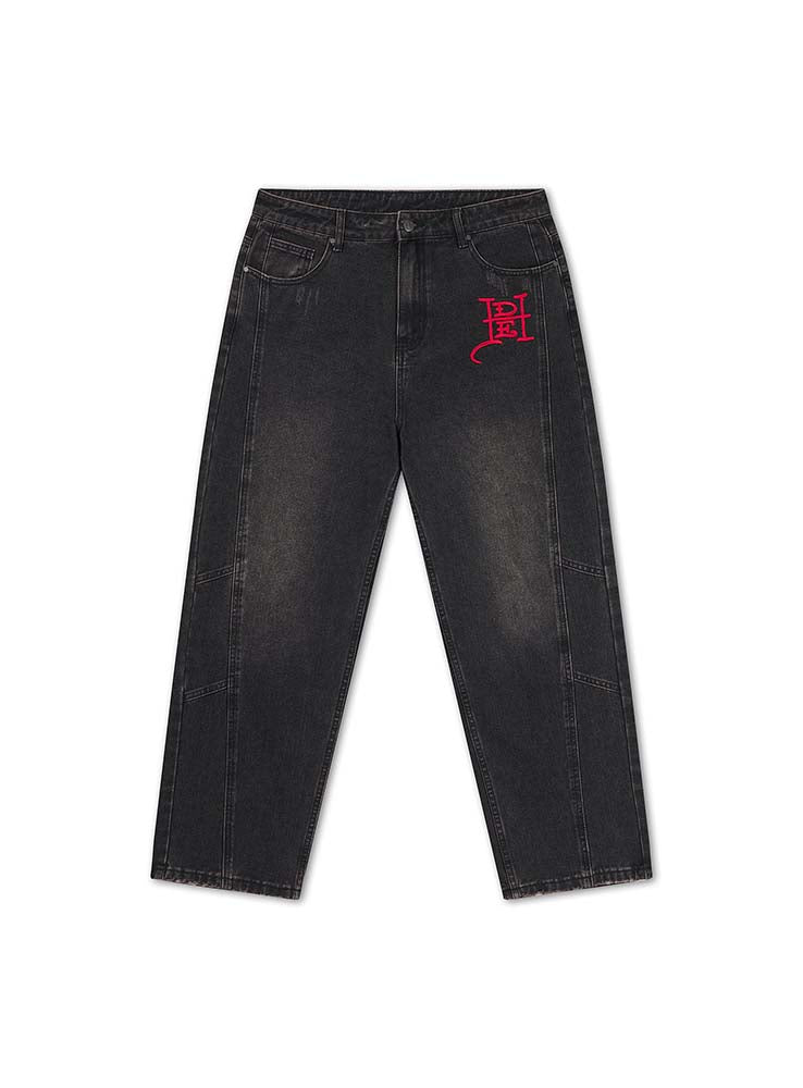 ED HARDY - Serpent Skull Graphic Relaxed Jeans - Washed Black